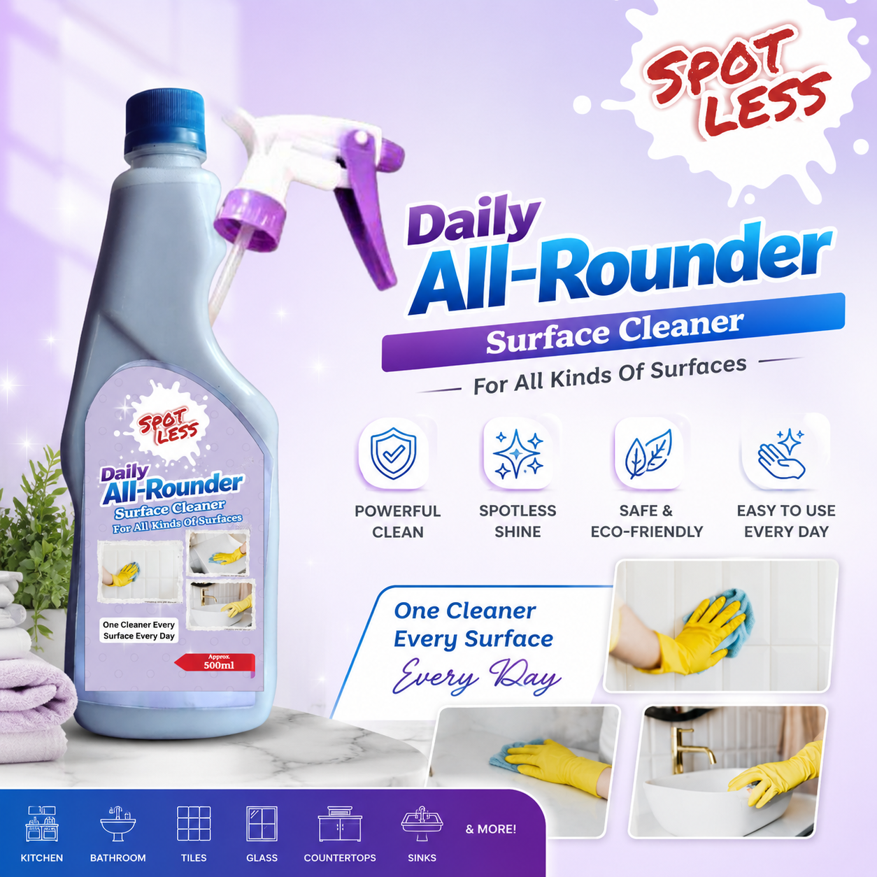 Surface Cleaner - All rounder surface cleaner - daily surface cleaner - 500ml - Spotless - Image 2