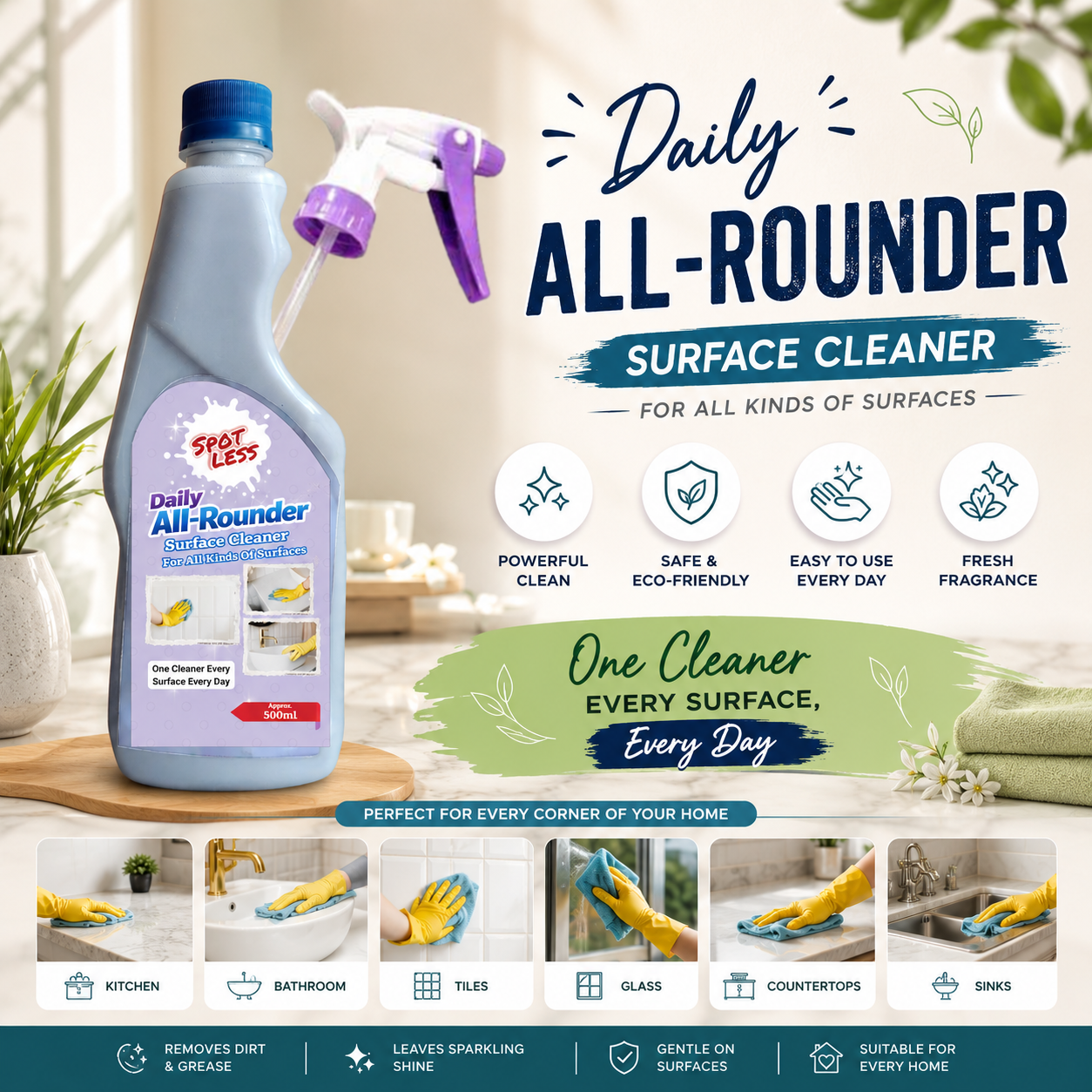 Surface Cleaner - All rounder surface cleaner - daily surface cleaner - 500ml - Spotless